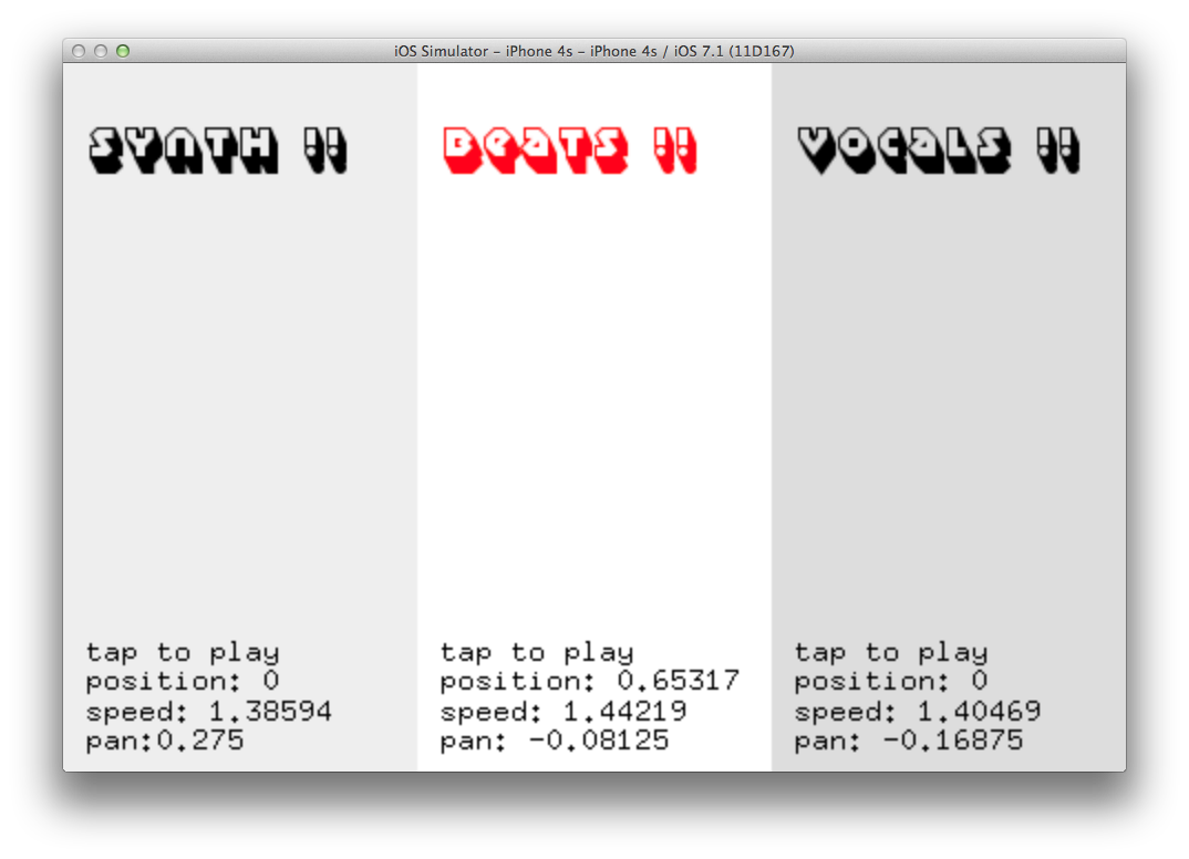 Screenshot of soundPlayerExample