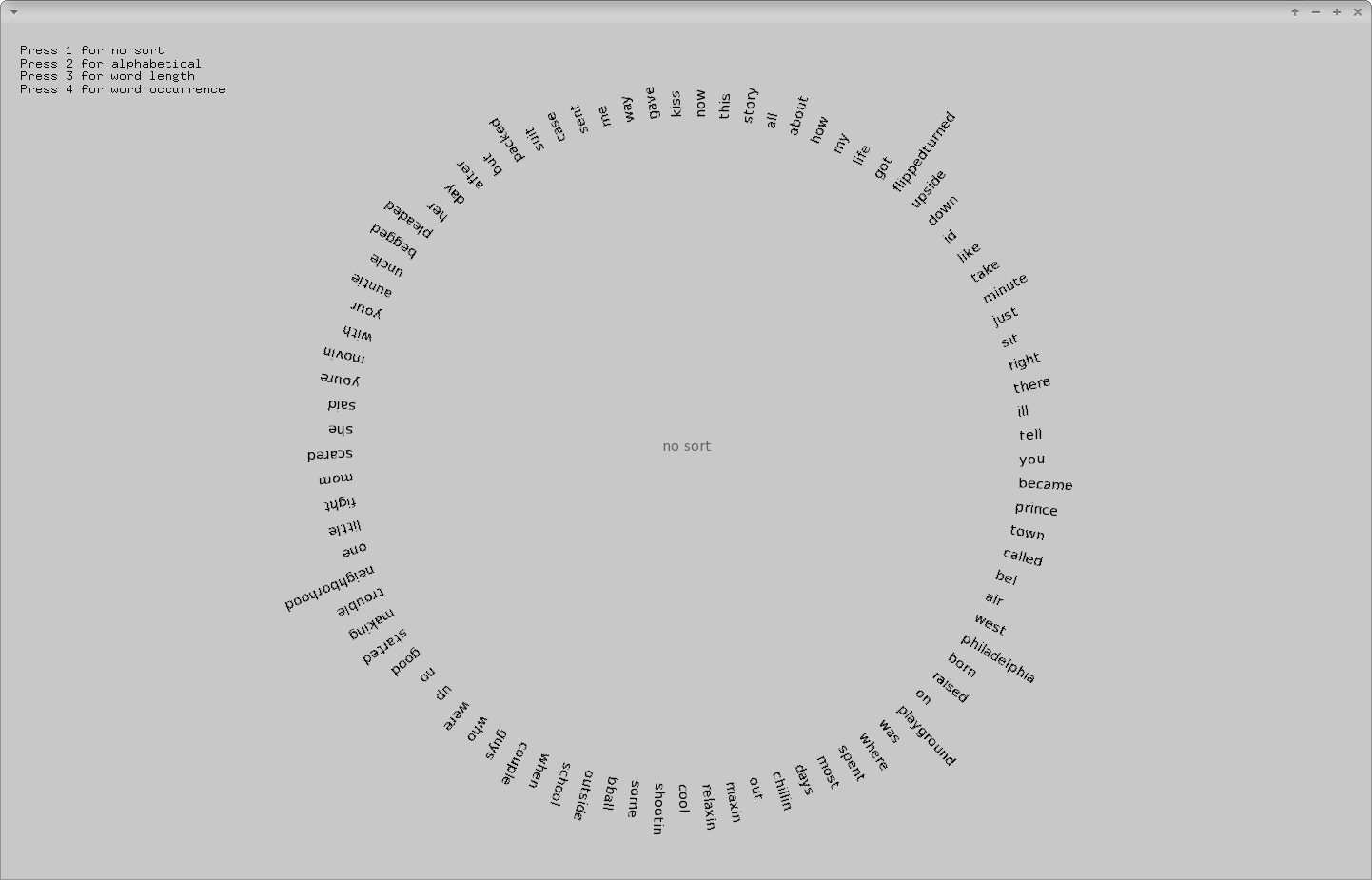 Screenshot of sortingExample