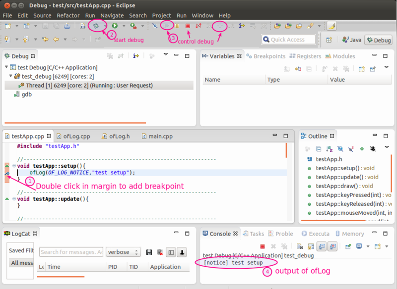 debug the test project